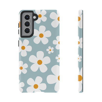 Samsung Galaxy S21 / Glossy Phone Case - ’Blue Daisy Pattern’ Phone Case