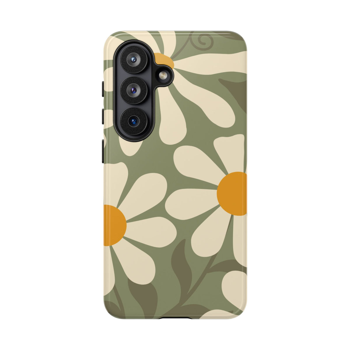 Retro Green Daisy Pattern #2 Phone Case - Green Phone Case - Samsung Galaxy S26 / Glossy