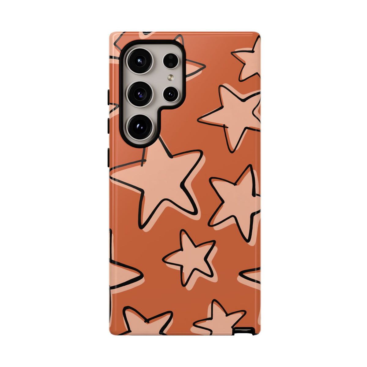 Burnt Orange Doodle Star Phone Case