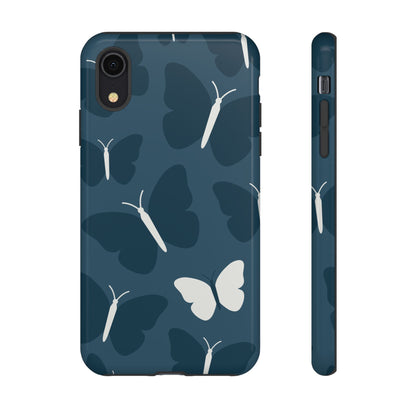 Minimalist Dark Blue Butterfly Pattern Phone Case - Blue Phone Case - iPhone XR / Glossy