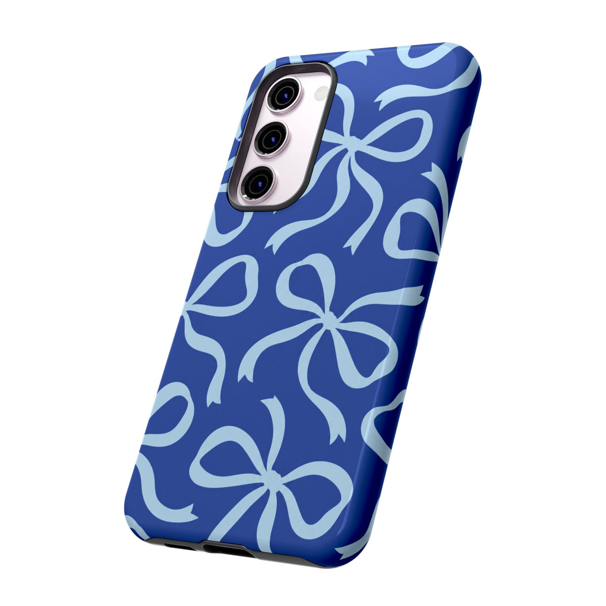 Bold Cobalt Blue and Powder Blue Bow Pattern Phone Case