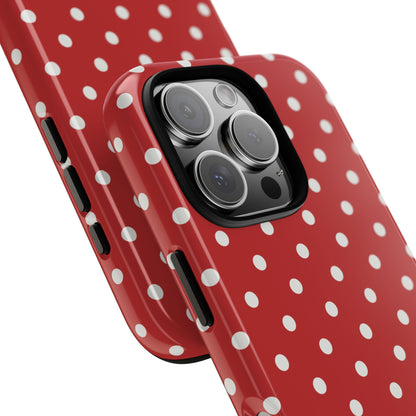 Phone Case - Red with White Dot Pattern Phone Case