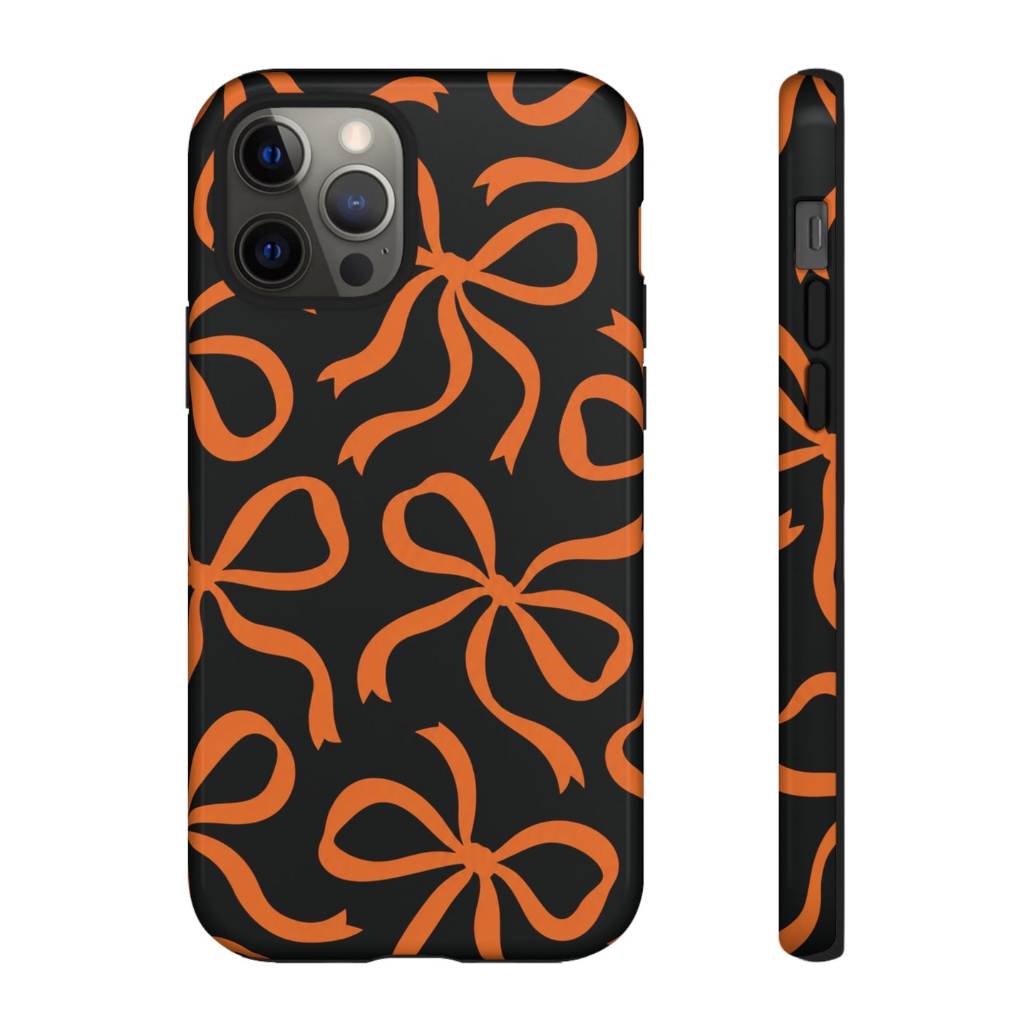 Bold Black and Burnt Orange Bow Pattern Phone Case