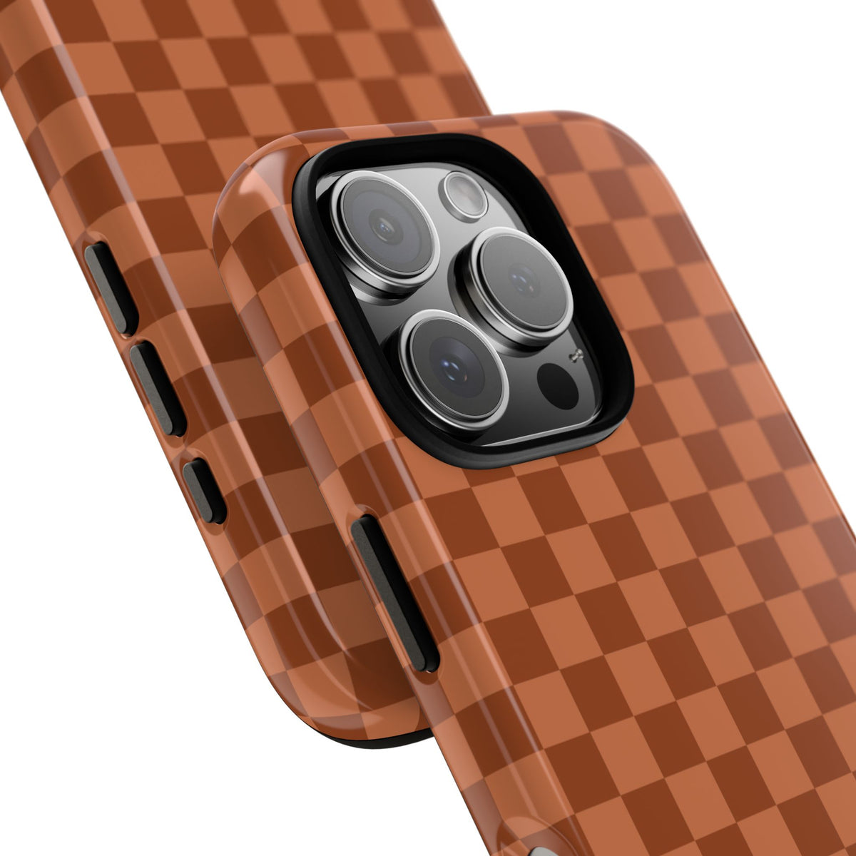 Bold Brown Small Checked Pattern Phone Case - Brown Phone Case
