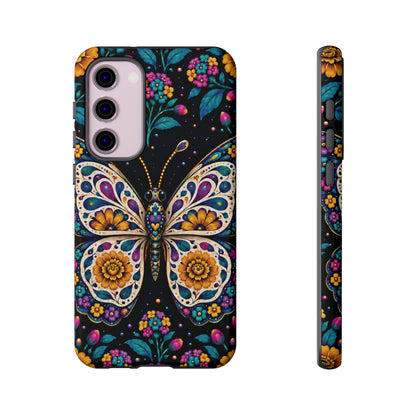 Vibrant Purple and Teal Calavera Butterfly Phone Case - Multicolor Phone Case - Samsung Galaxy S23 Plus / Glossy