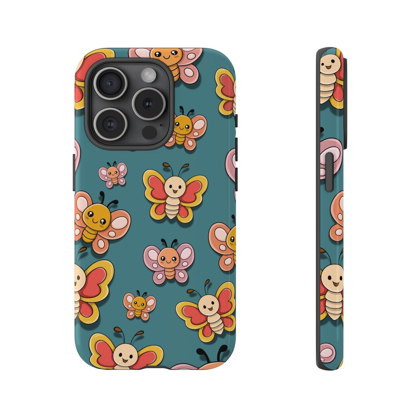 Blue Butterfly Sticker Design Phone Case - Blue Phone Case - iPhone 15 Pro / Glossy