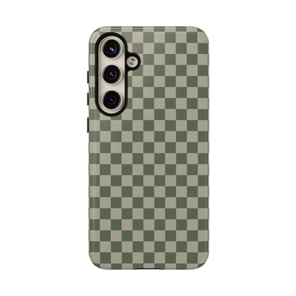 Samsung Galaxy S24 Plus / Glossy Phone Case - ’Bold Olive Green Checkered Pattern’ Phone Case