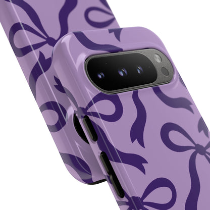 Bold Lilac and Deep Purple Bow Pattern Phone Case - Purple Phone Case