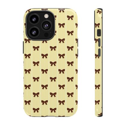 Retro Chocolate Brown Bow Pattern Phone Case