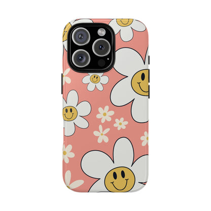 Fun Retro Daisy Pattern with Pink Background Phone Case - Pink Phone Case - iPhone 16 Pro / Glossy