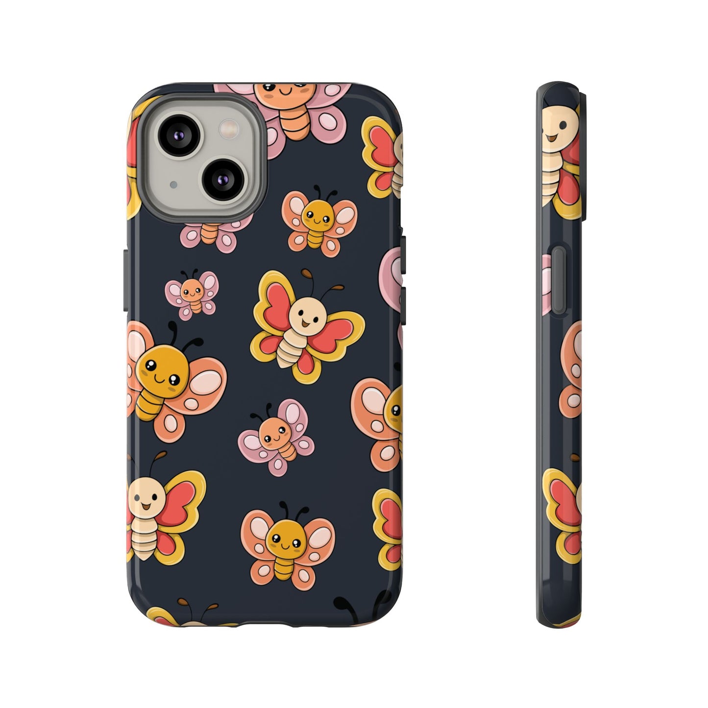 Grey Butterfly Sticker Design Phone Case - Grey Phone Case - iPhone 14 / Glossy