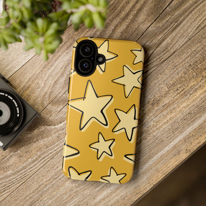 Golden Yellow Doodle Star Phone Case