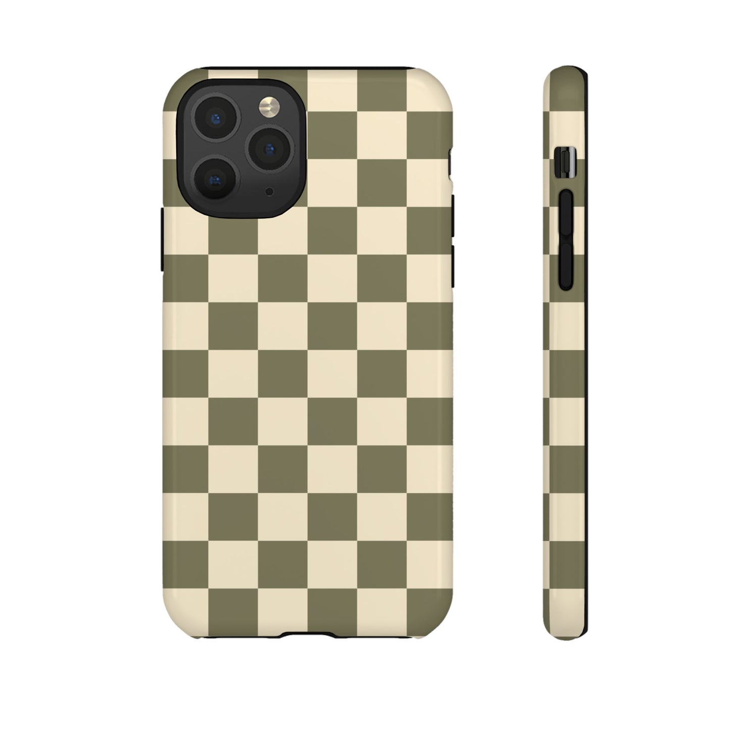 iPhone 11 Pro / Glossy Phone Case - ’Green Checkered Pattern’ Phone Case