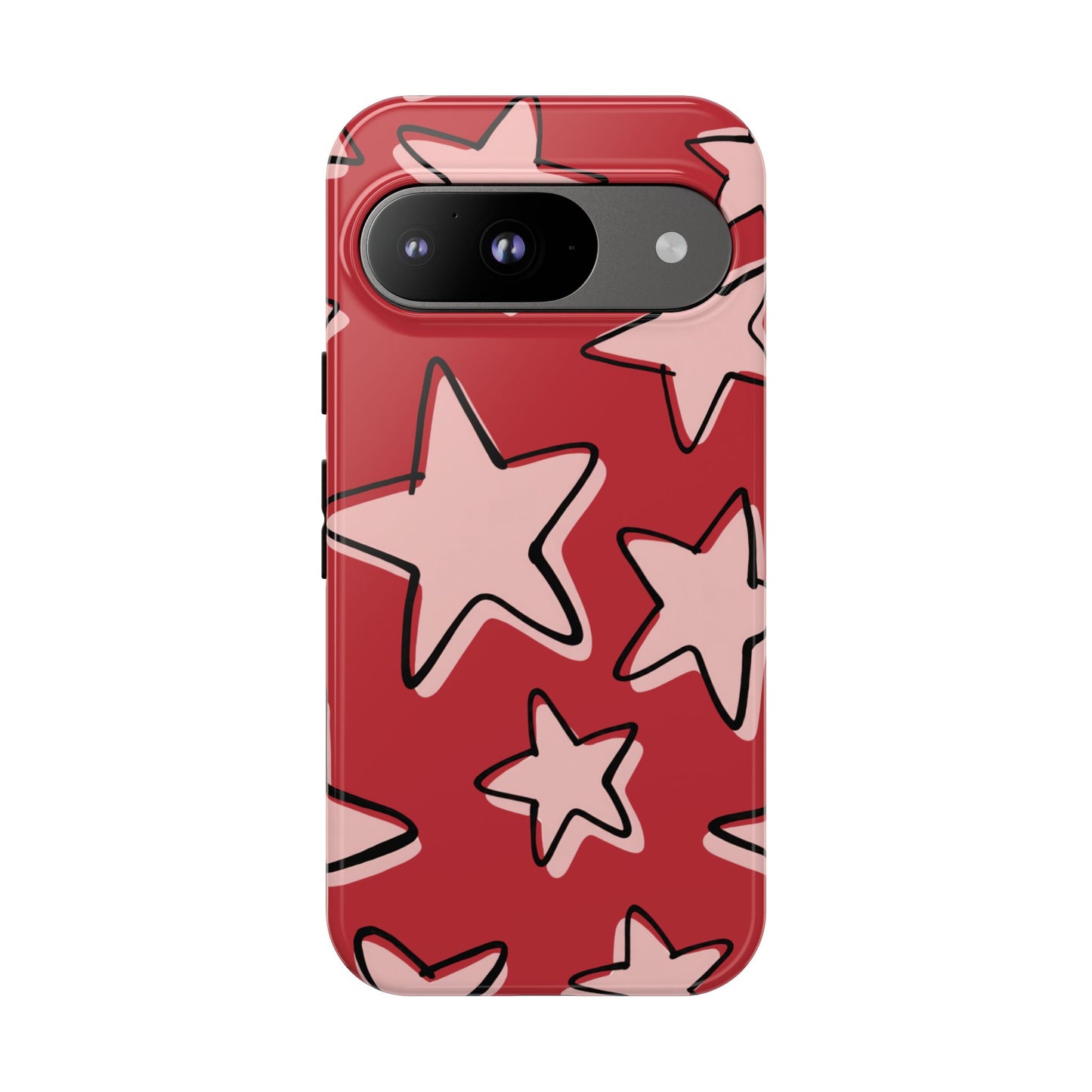 Cherry Red Doodle Star Phone Case