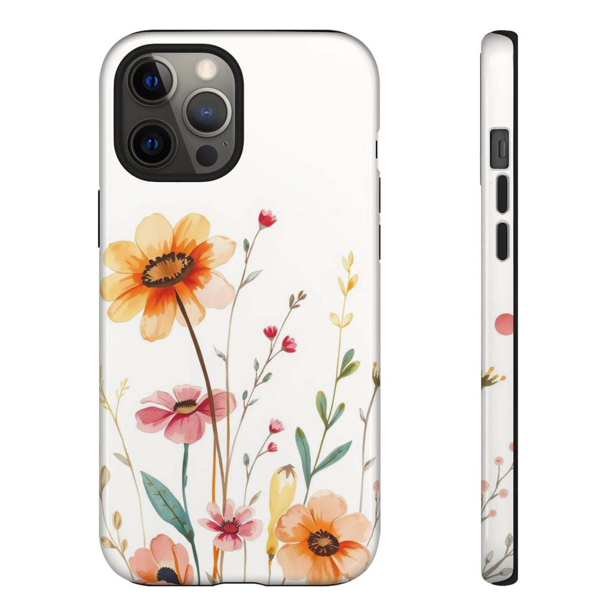 Boho Chic Watercolour Wild Blooms Pattern Phone Case - Multicolor Phone Case - iPhone 12 Pro Max / Glossy