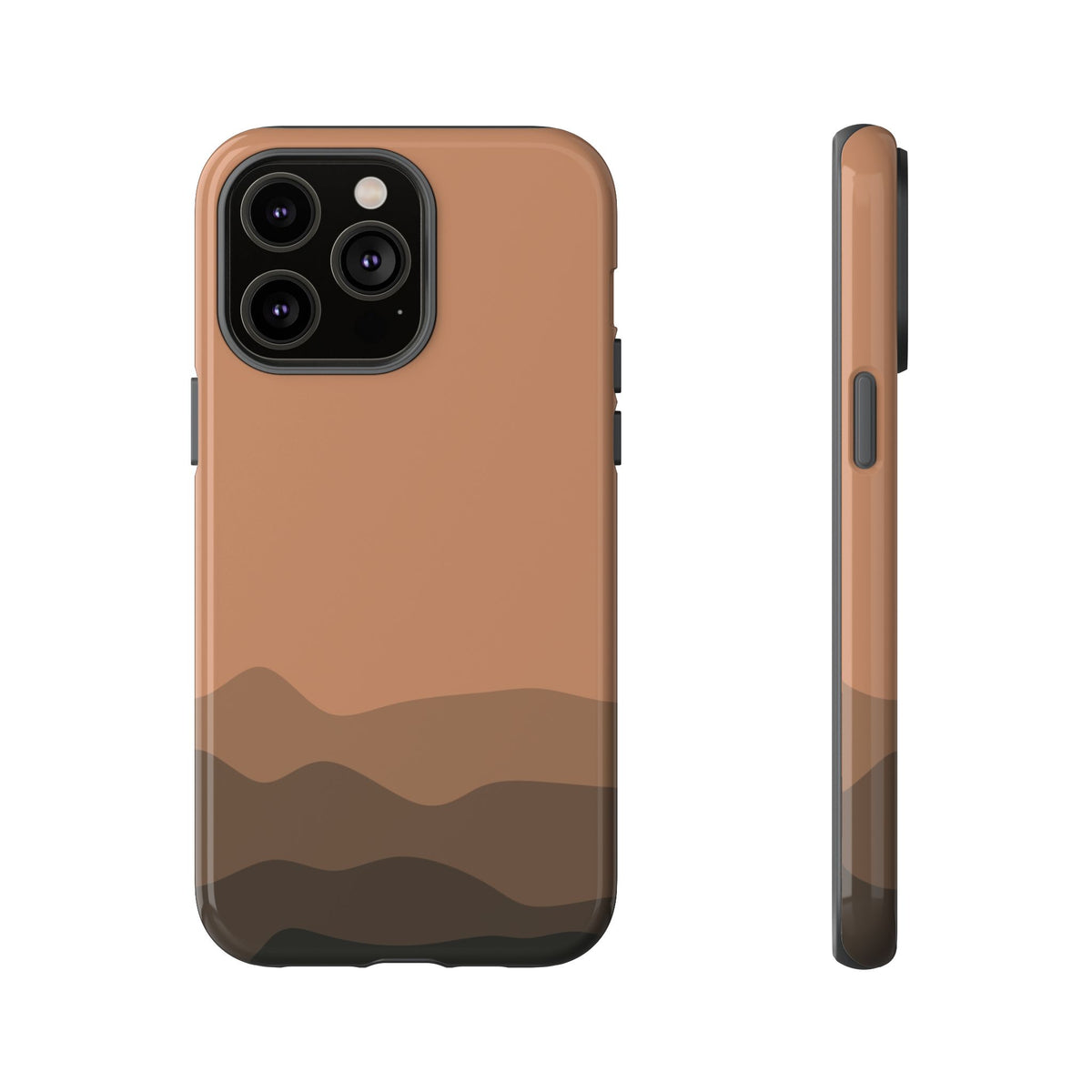 Brown Abstract Waves Protective Phone Case - Brown Phone Case - iPhone 14 Pro Max / Glossy