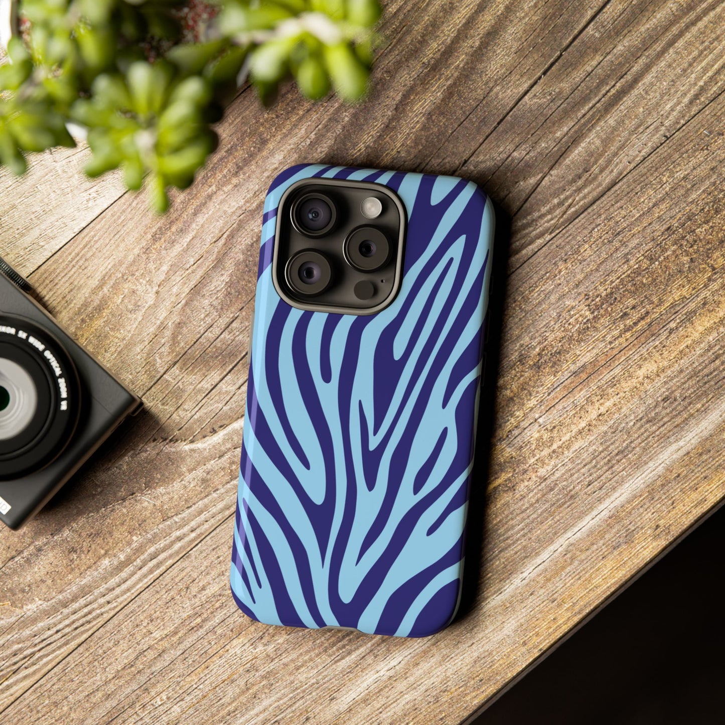 Boutique Sky Blue Tiger Print Phone Case