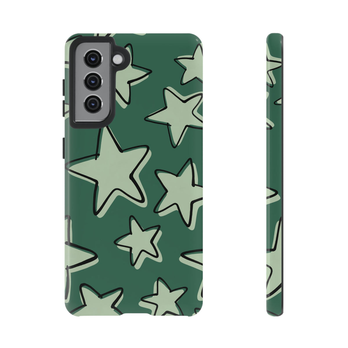 Forest Green Doodle Star Phone Case
