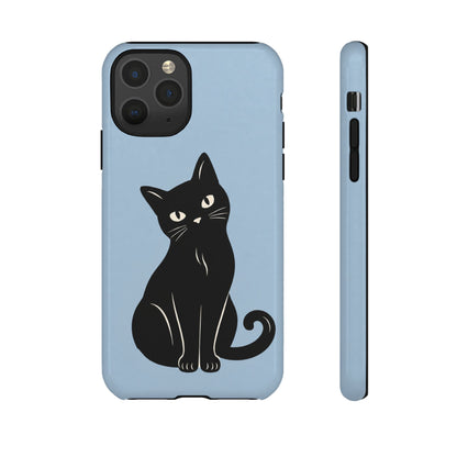 Minimalist Powder Blue & Black Cat Phone Case