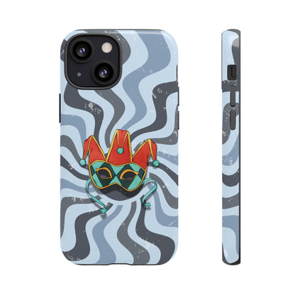 iPhone 13 Mini / Glossy Phone Case - Venetian Jester Mask – Blue Retro Soft Revival Phone Case