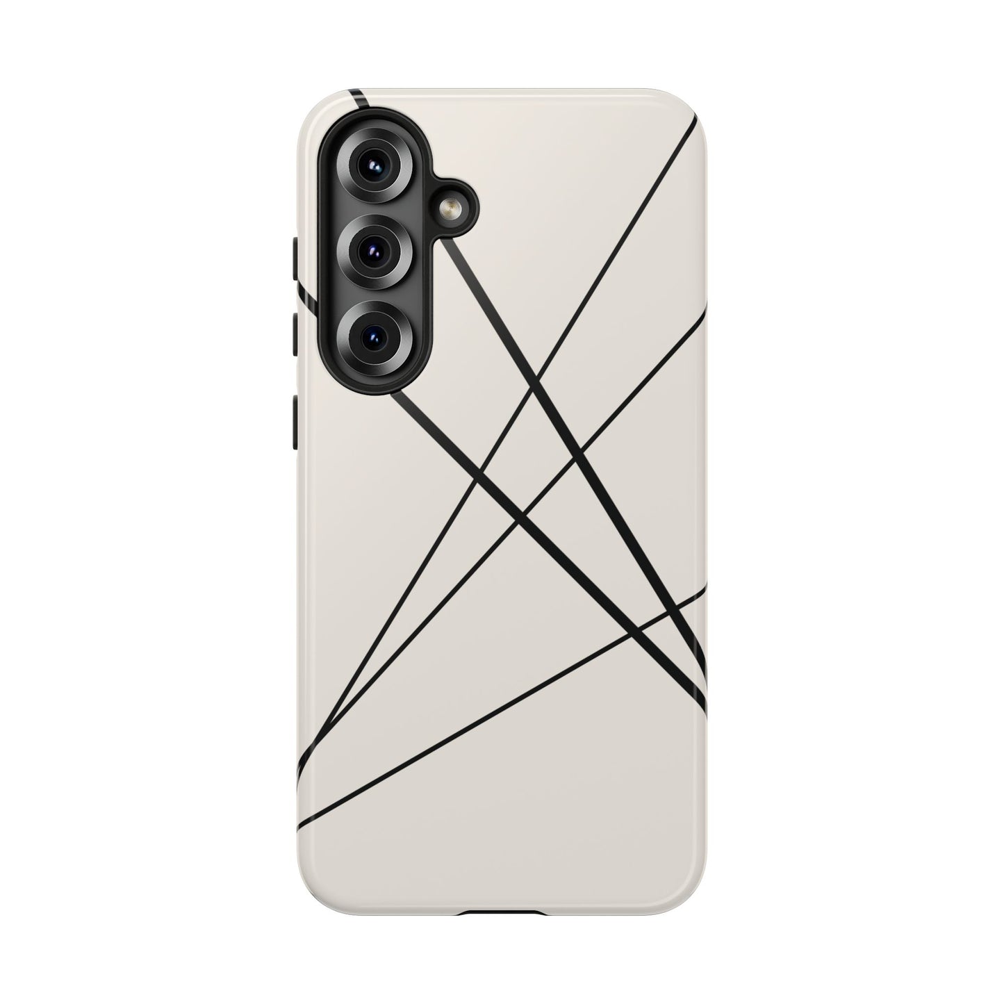 Samsung Galaxy S25 Plus / Glossy Phone Case - Abstract White with Black Lines Phone Case