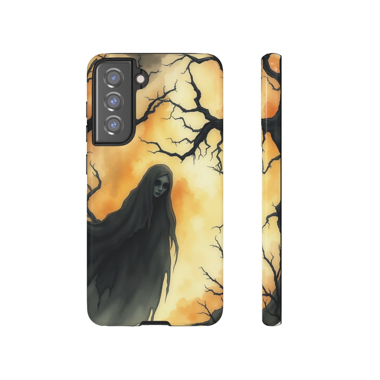 Samsung Galaxy S21 FE / Glossy Phone Case - Watercolour Gothic Deathly Woman Phone Case