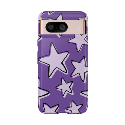 Violet Purple Doodle Star Phone Case
