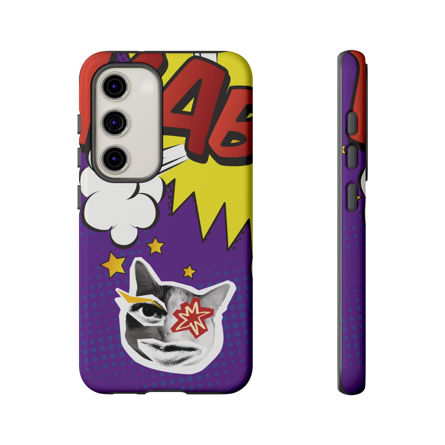 Bold Purple Pop Art Cat Phone Case - Purple Phone Case - Samsung Galaxy S23 / Glossy