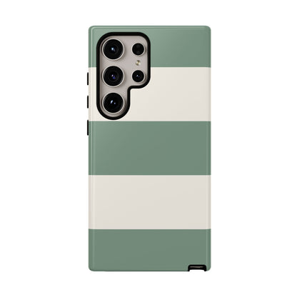 Green & White Horizontal Stripe Pattern Phone Case - Green Phone Case - Samsung Galaxy S24 Ultra / Glossy