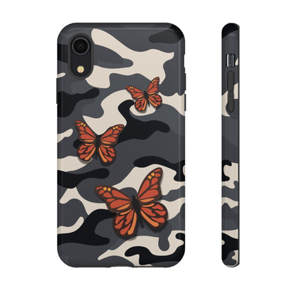 iPhone XR / Glossy Phone Case - Black & Orange Butterfly Camo Phone Case