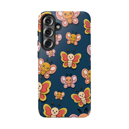 Dark Blue Butterfly Sticker Design Phone Case - Blue Phone Case - Samsung Galaxy S25 Plus / Glossy