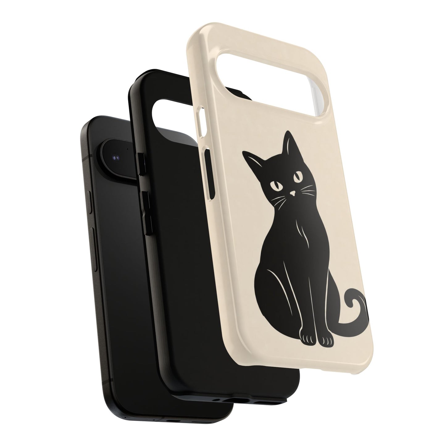 Minimalist Cream & Black Cat Phone Case