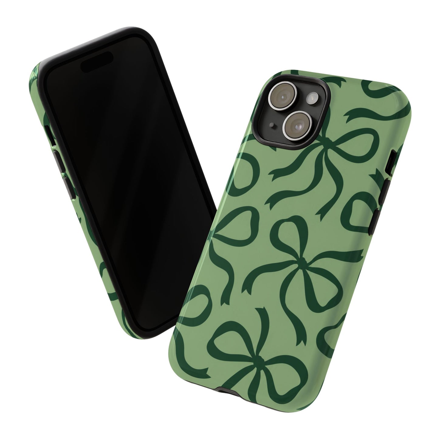 Bold Sage Green and Forest Green Bow Pattern Phone Case