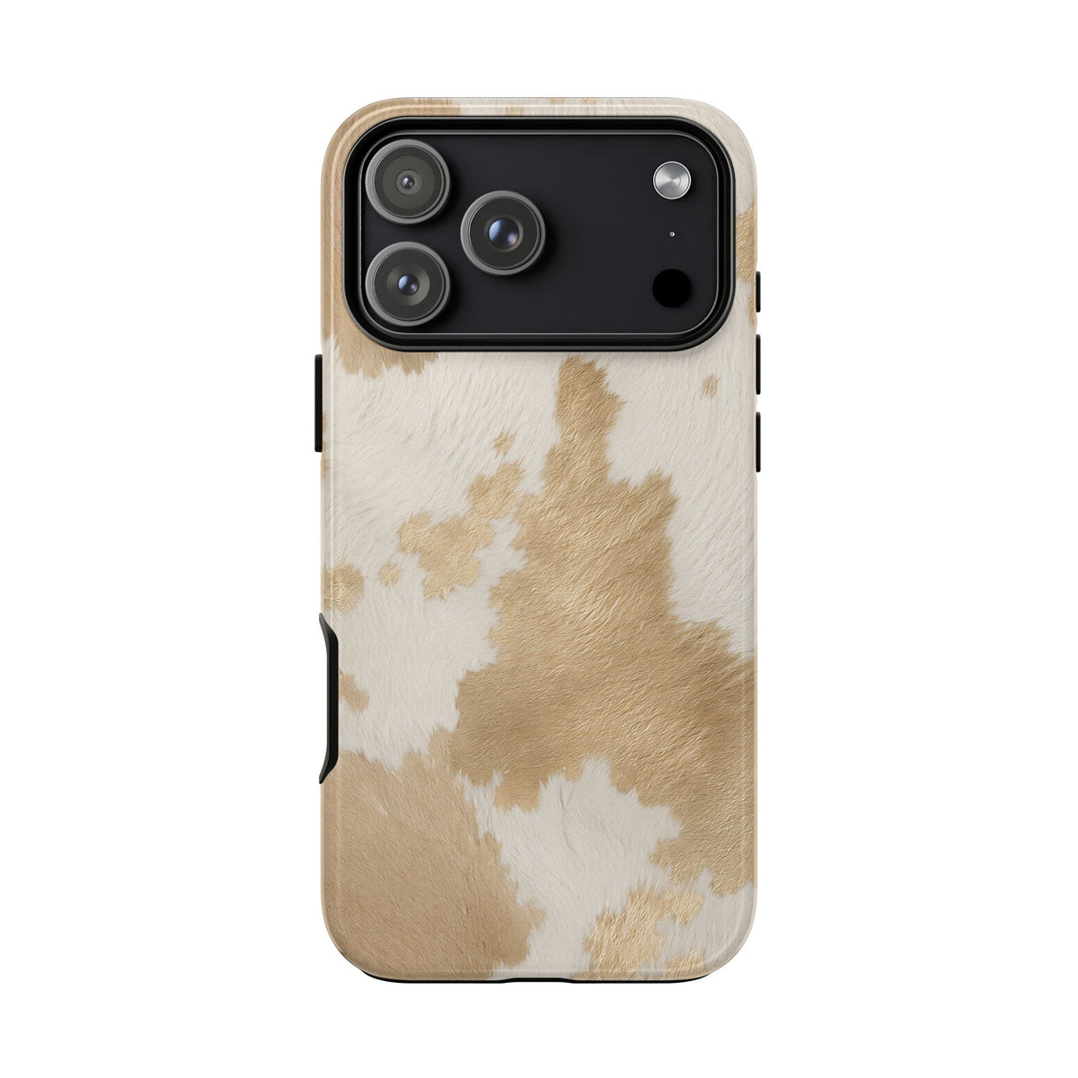 Elegant Champagne Cow Print Phone Case - Beige Phone Case - iPhone 18 Pro Max / Glossy
