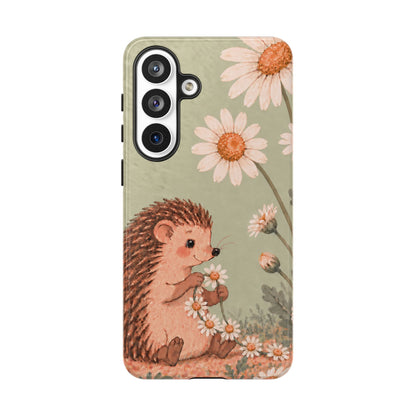 Whimsical Sage Green Hedgehog and Daisy Chain Phone Case - Green Phone Case - Samsung Galaxy S26 Plus / Glossy
