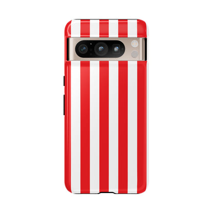 Google Pixel 8 Pro / Glossy Phone Case - Simple Red & White Stripe Pattern Phone Case