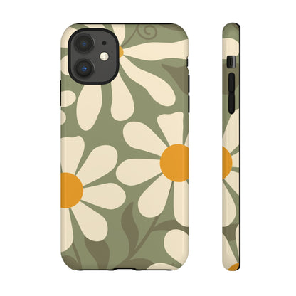 Retro Green Daisy Pattern #2 Phone Case - Green Phone Case - iPhone 11 / Glossy