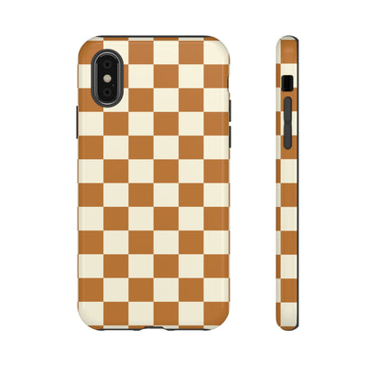 iPhone X / Glossy Phone Case - ’Orange & White Checkered Pattern’ Phone Case