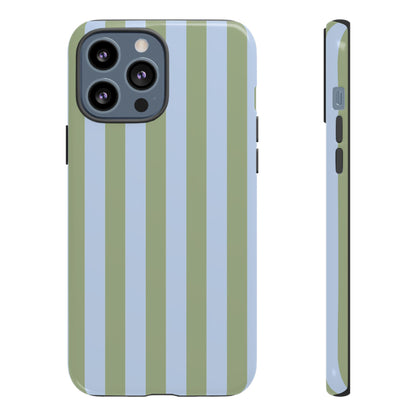 Trendy Ice Blue & Green Stripe Pattern Phone Case - Blue Phone Case - iPhone 13 Pro Max / Glossy