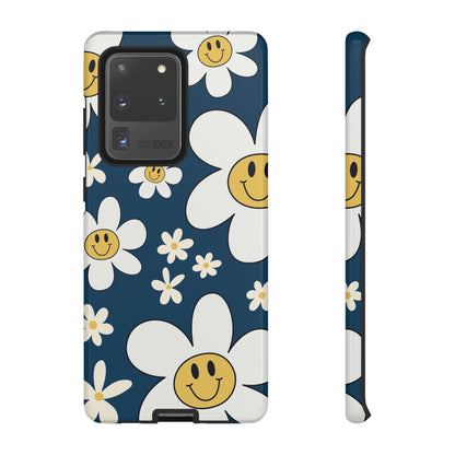Fun Retro Daisy Pattern with Blue Background Phone Case - Blue Phone Case - Samsung Galaxy S20 Ultra / Glossy