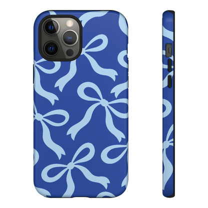 Bold Cobalt Blue and Powder Blue Bow Pattern Phone Case - Blue Phone Case - iPhone 12 Pro Max / Glossy