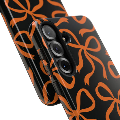 Bold Black and Burnt Orange Bow Pattern Phone Case