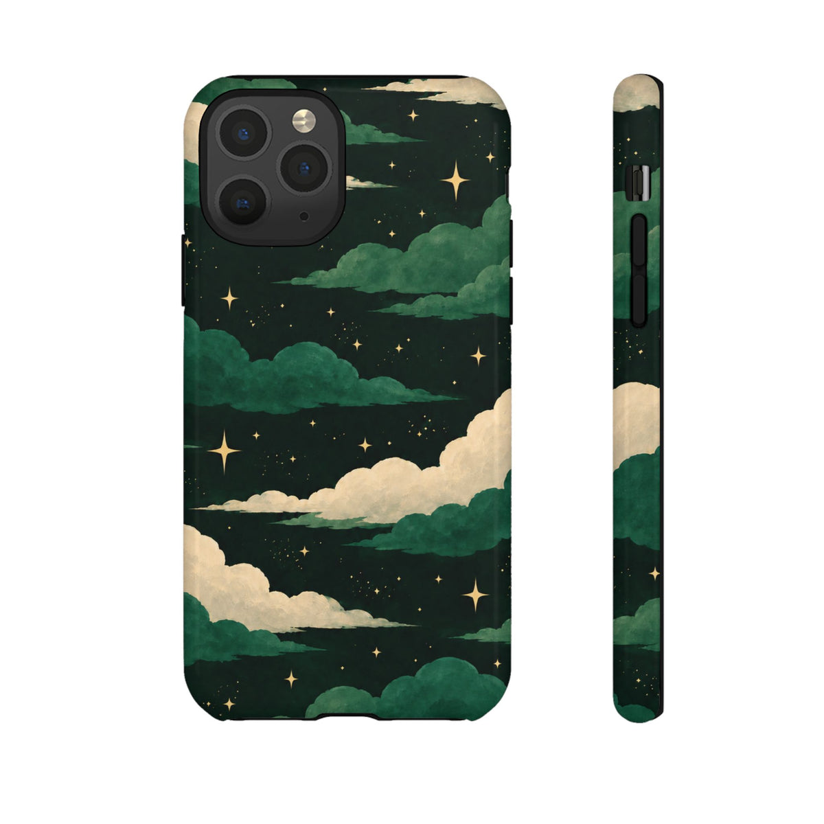 Illustrated Emerald Green Clouds & Stars Phone Case