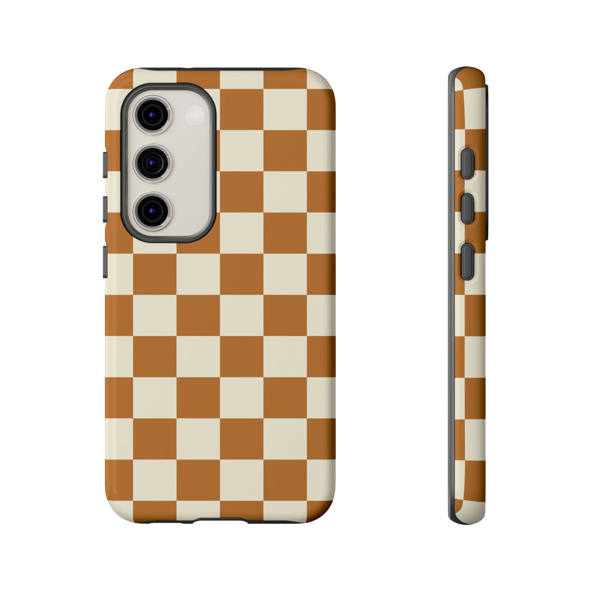Orange & White Checked Pattern Phone Case - Orange Phone Case - Samsung Galaxy S23 / Glossy