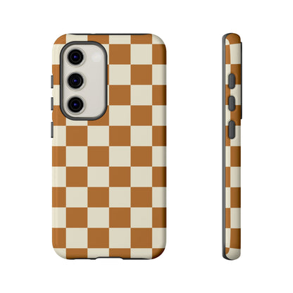 Orange & White Checked Pattern Phone Case - Orange Phone Case - Samsung Galaxy S23 / Glossy