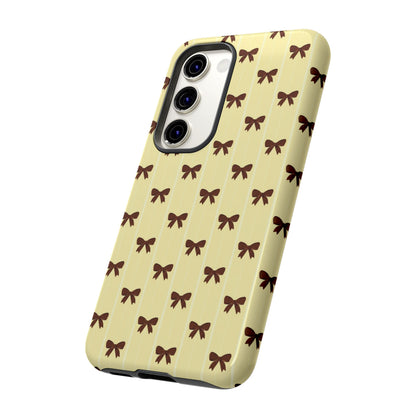 Retro Chocolate Brown Bow Pattern Phone Case
