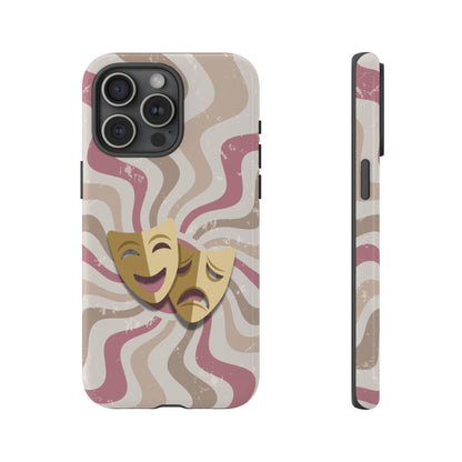 Comedy & Tragedy Masks – Pink Minimal Retro Wave Phone Case - Pink Phone Case - iPhone 15 Pro Max / Glossy