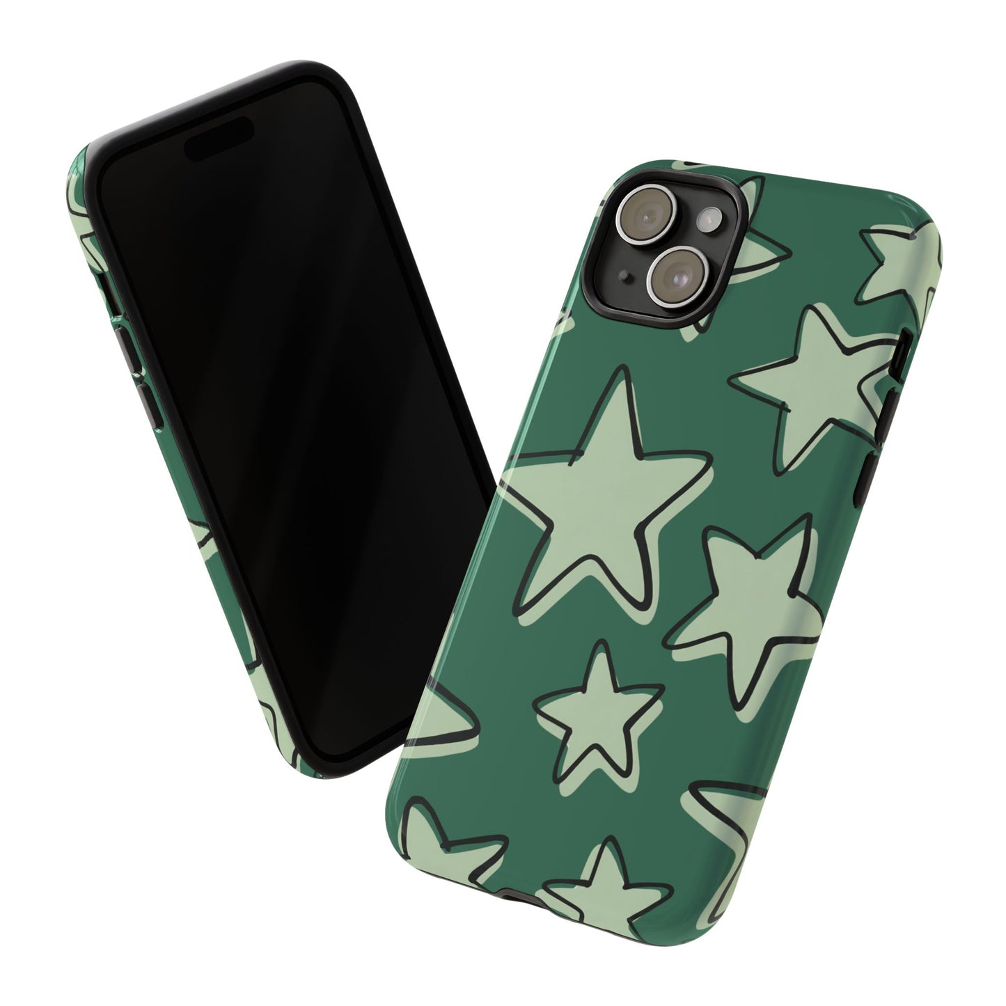 Forest Green Doodle Star Phone Case