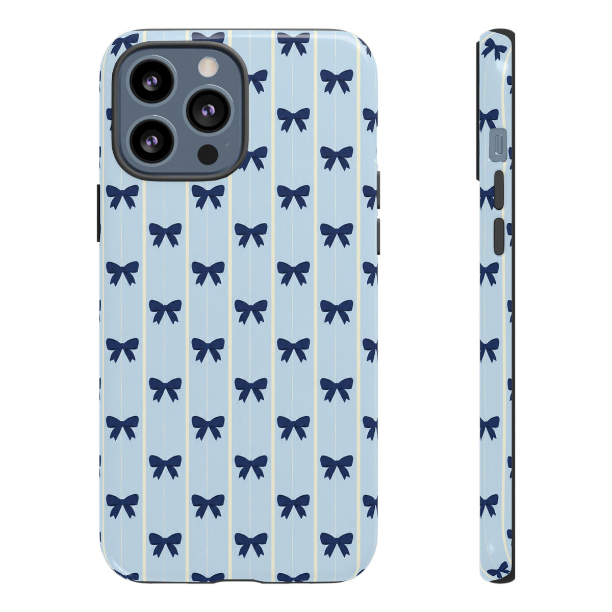 Retro Navy Blue Bow Pattern Phone Case