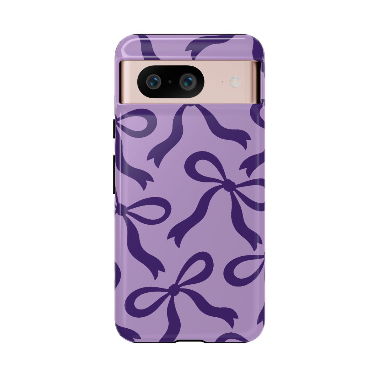 Bold Lilac and Deep Purple Bow Pattern Phone Case - Purple Phone Case - Google Pixel 8 / Glossy